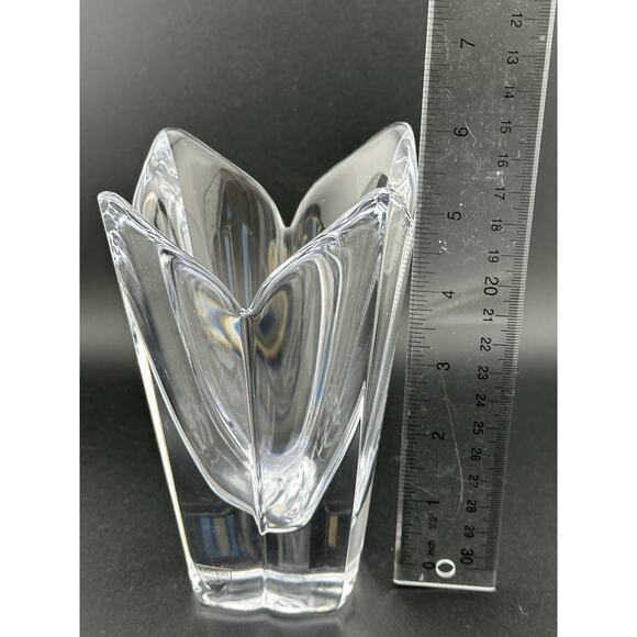 Orrefors Sweden Crystal Tulip/Lotus Crystal Vase 1989 5.75" Tall Signed - Picture 8 of 9